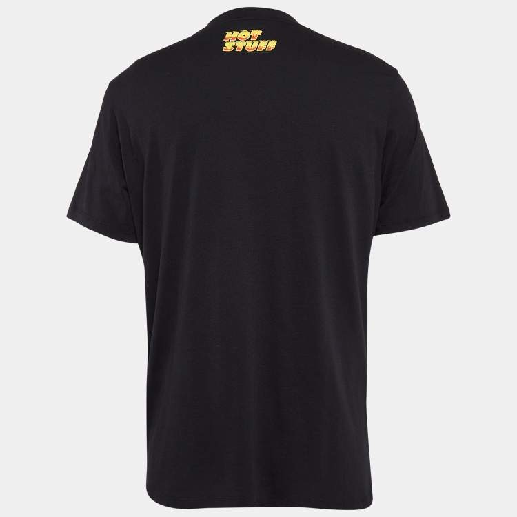 Pre Owned Sandro x Hot Stuff Black Embroidered Crew Neck T-shirt L