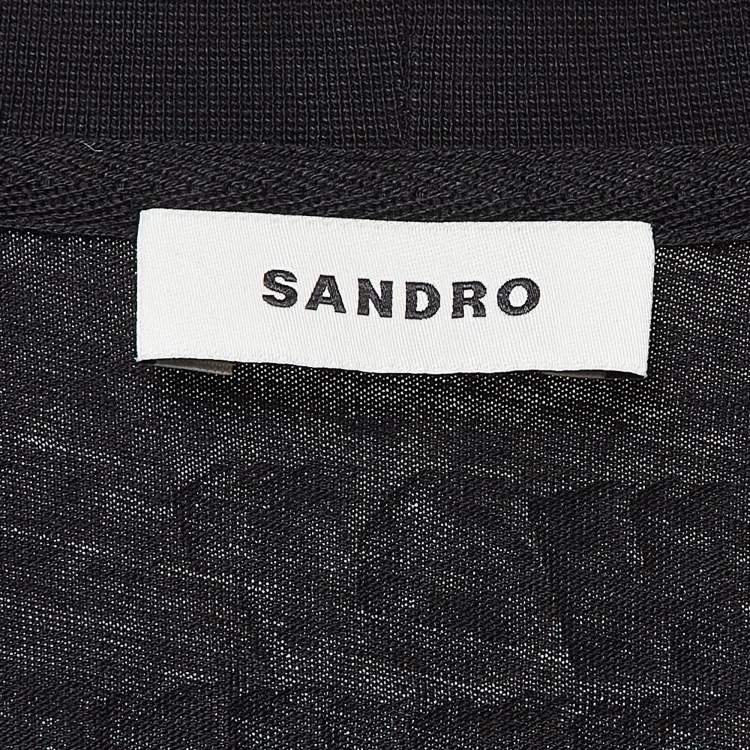 Pre Owned Sandro x Hot Stuff Black Embroidered Crew Neck T-shirt L