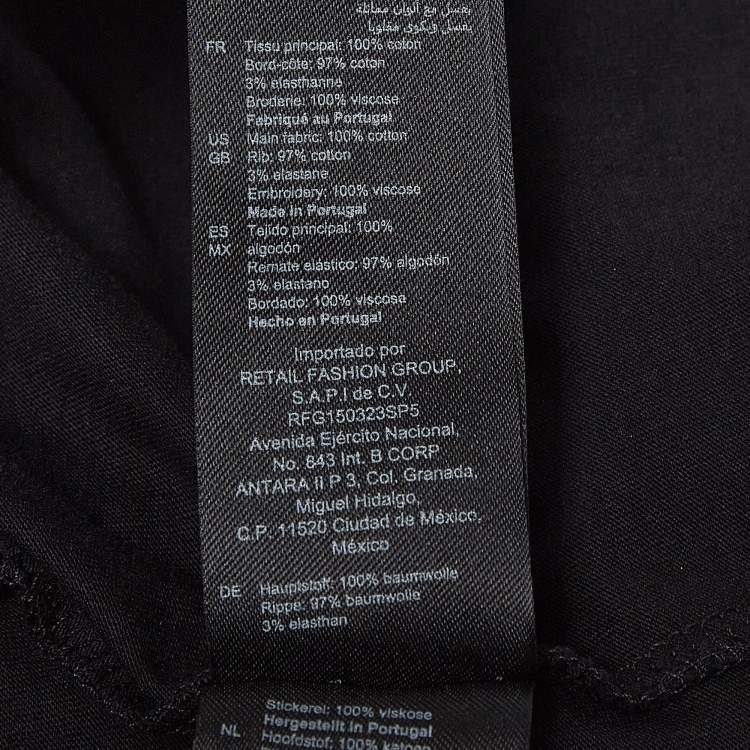 Pre Owned Sandro x Hot Stuff Black Embroidered Crew Neck T-shirt L
