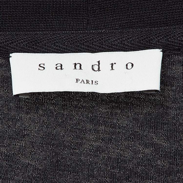 Pre Owned Sandro Black Knit Applique Detail Crew Neck T-Shirt XL