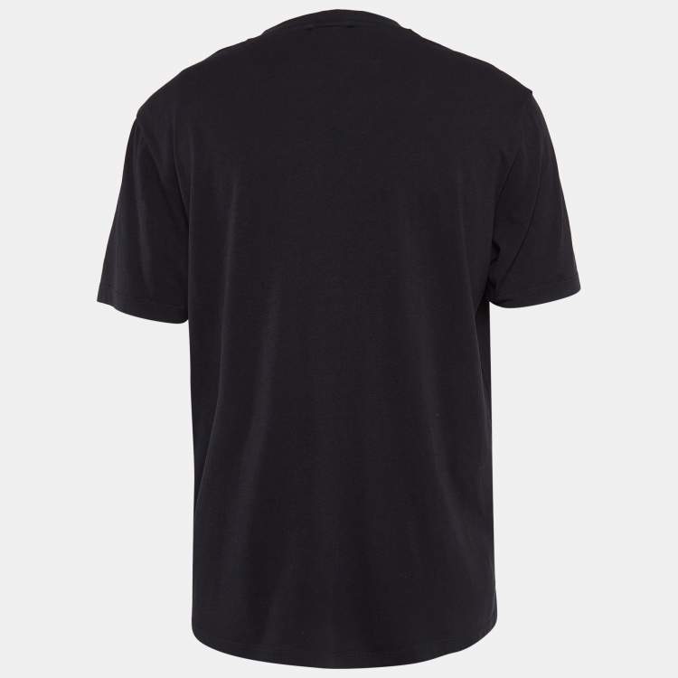 Pre Owned Sandro Black Knit Applique Detail Crew Neck T-Shirt XL