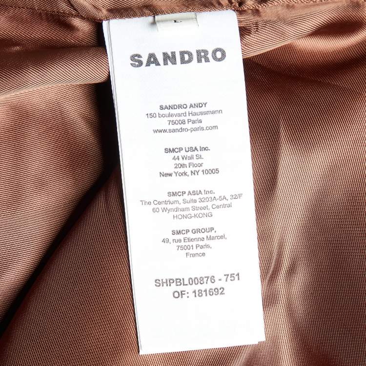 Pre Owned Sandro Brown Wool Blend Single Breasted Jacket L