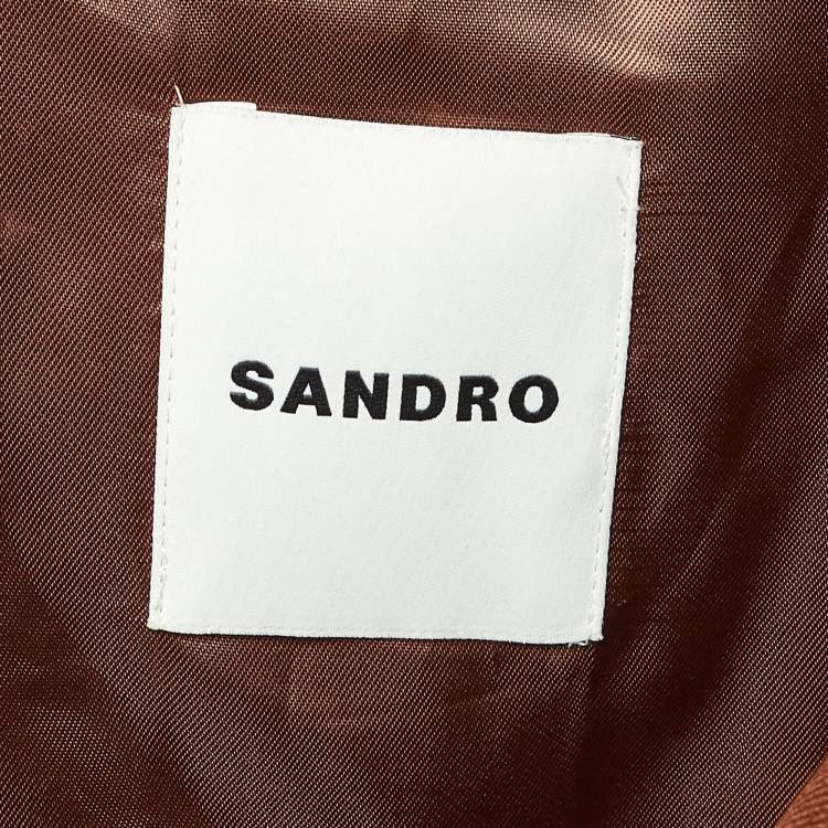 Pre Owned Sandro Brown Wool Blend Single Breasted Jacket L