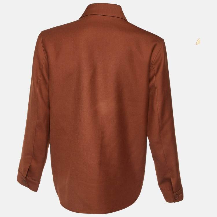 Pre Owned Sandro Brown Wool Blend Single Breasted Jacket L