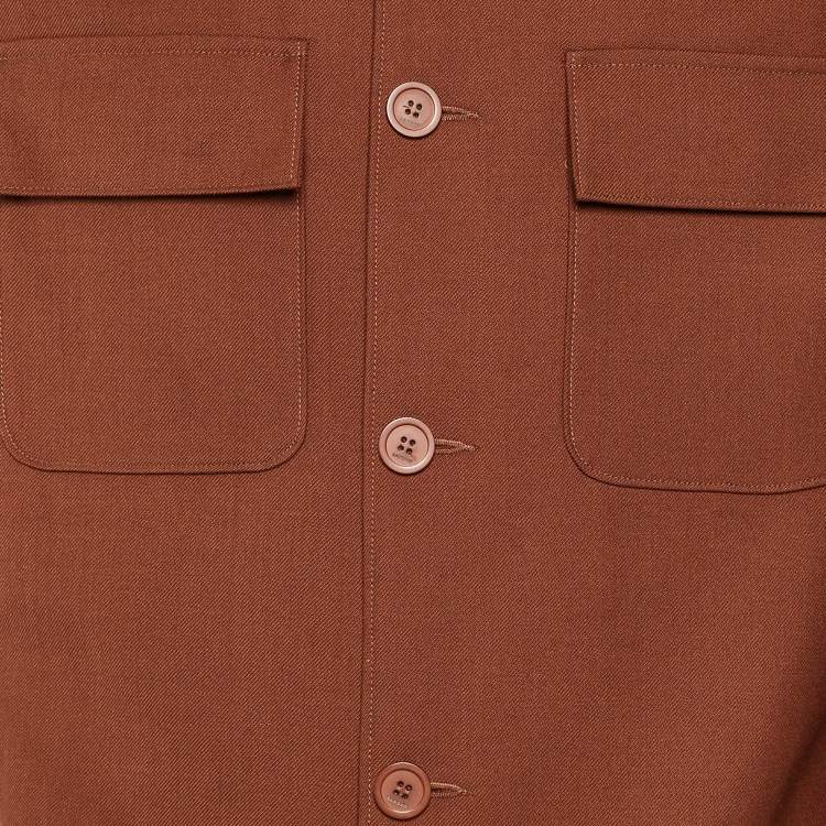 Pre Owned Sandro Brown Wool Blend Single Breasted Jacket L
