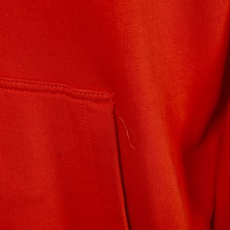 Pre Owned Sandro Dark Orange Logo Embroidered Cotton Hoodie M
