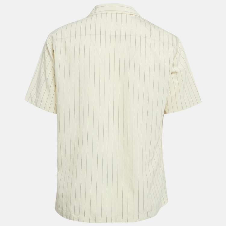 Pre Owned Sandro Beige Stripe Viscose Button Front Shirt L