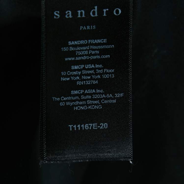 Pre Owned Sandro Black Embroidered Cotton T-Shirt M