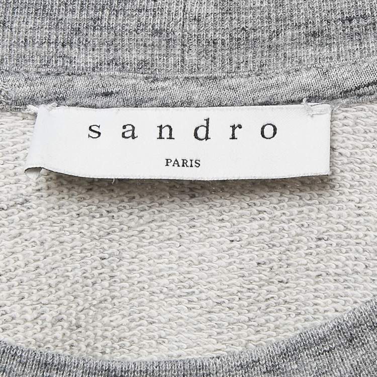 Pre Owned Sandro Grey Mélange Cotton Tufted Sweatshirt L