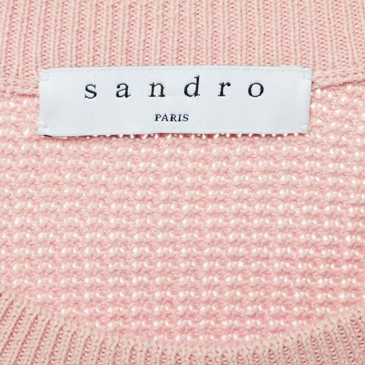 Pre Owned Sandro Pink Cotton Knit Crew Neck Jumper M