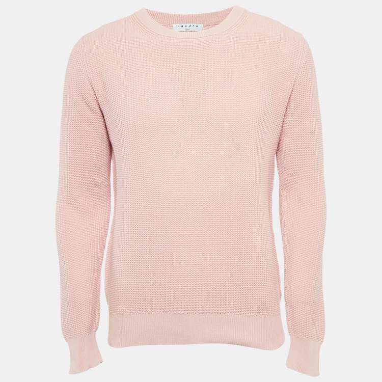 Pre Owned Sandro Pink Cotton Knit Crew Neck Jumper M