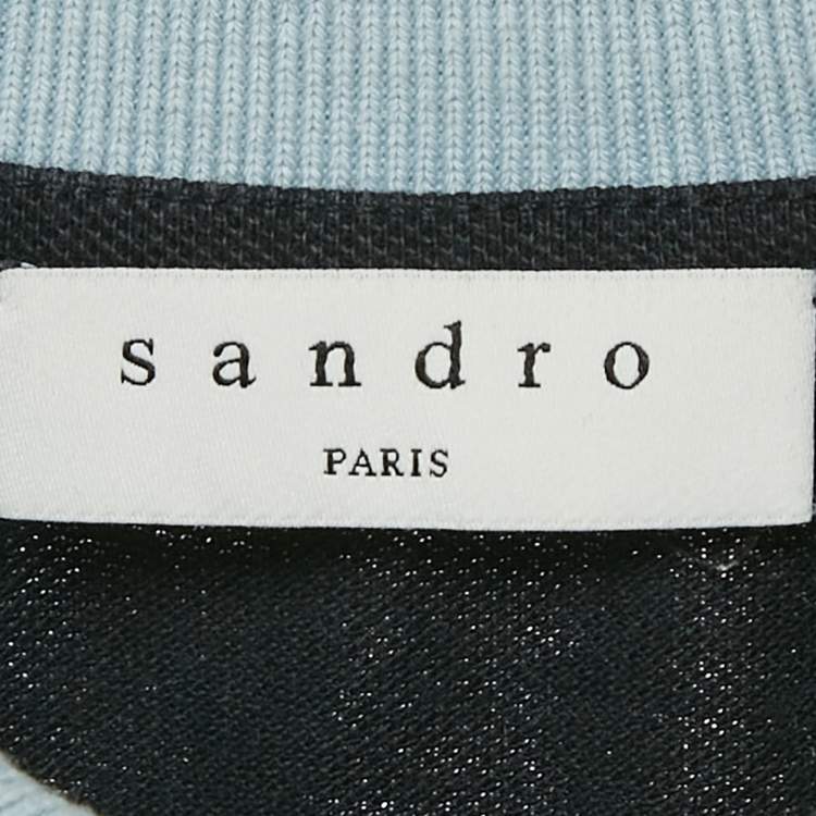 Pre Owned Sandro Navy Blue Cotton Pique Polo T-Shirt S