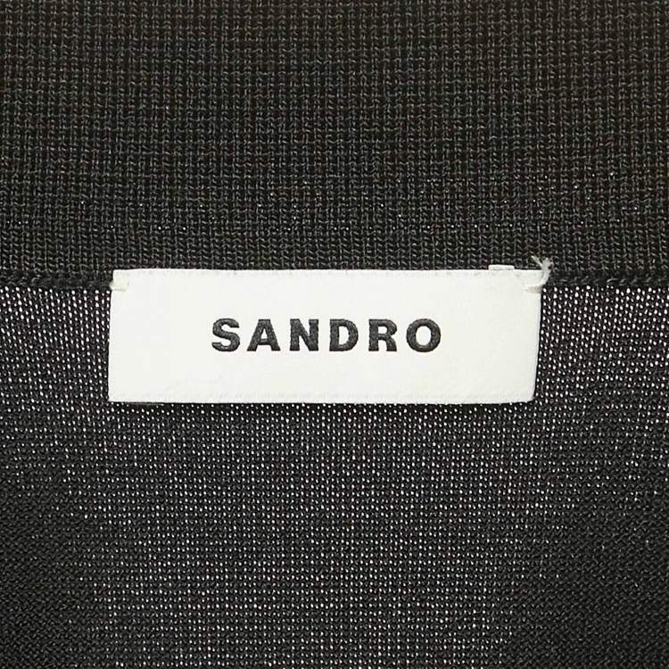 Pre Owned Sandro Black Stretch Knit Polo T-Shirt L