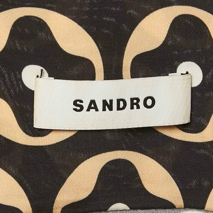 مملوكة مسبقًا Sandro Black Printed Crepe Loose Fit Shirt XS