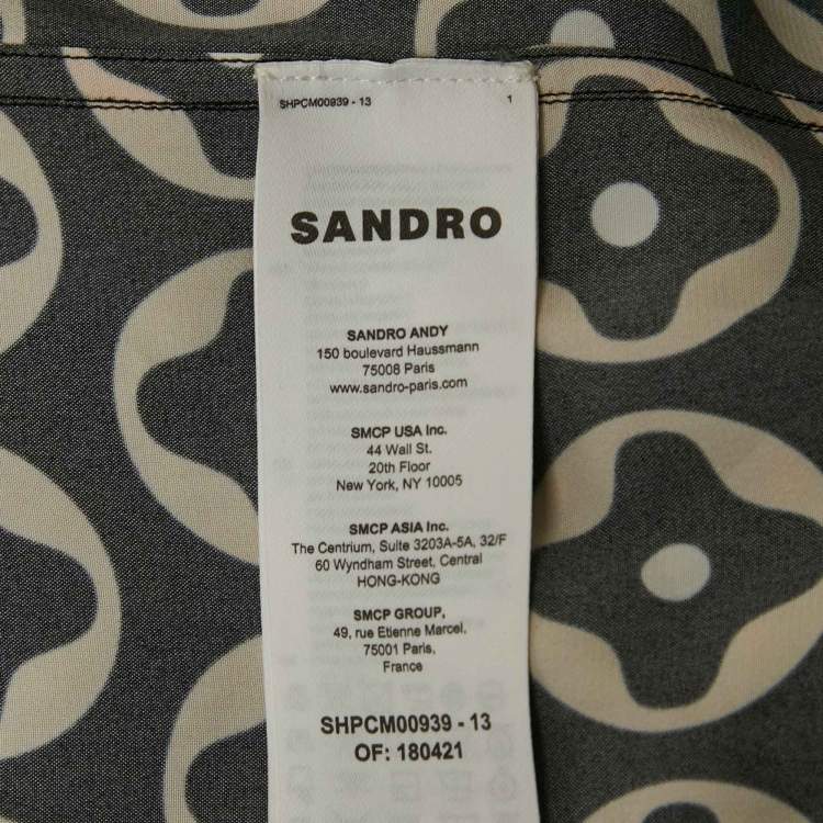 مملوكة مسبقًا Sandro Black Printed Crepe Loose Fit Shirt XS