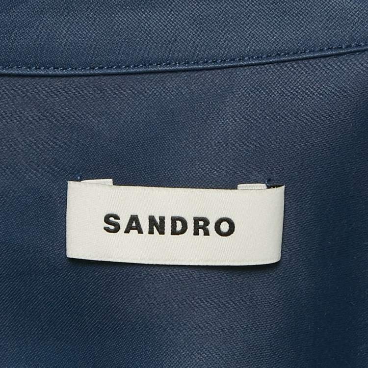 Pre Owned Sandro Blue Satin Requin Shirt XS