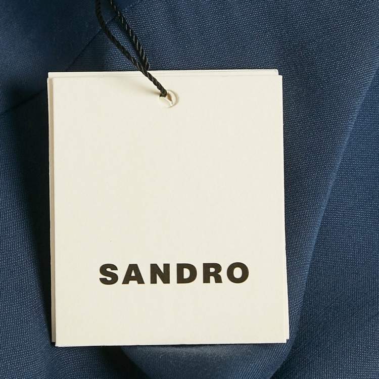Pre Owned Sandro Blue Satin Requin Shirt XS
