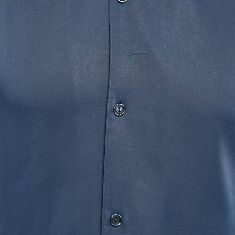 Pre Owned Sandro Blue Satin Requin Shirt XS