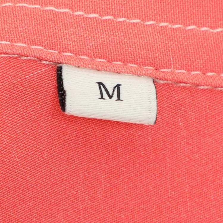Pre Owned Sandro Orange Flowing Striped Crepe Short Sleeve Shirt M