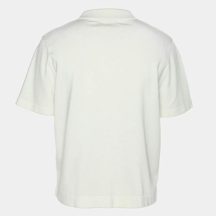 Pre Owned Sandro Off White Stretch Knit Button Front Shirt L