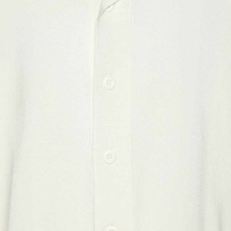 Pre Owned Sandro Off White Stretch Knit Button Front Shirt L