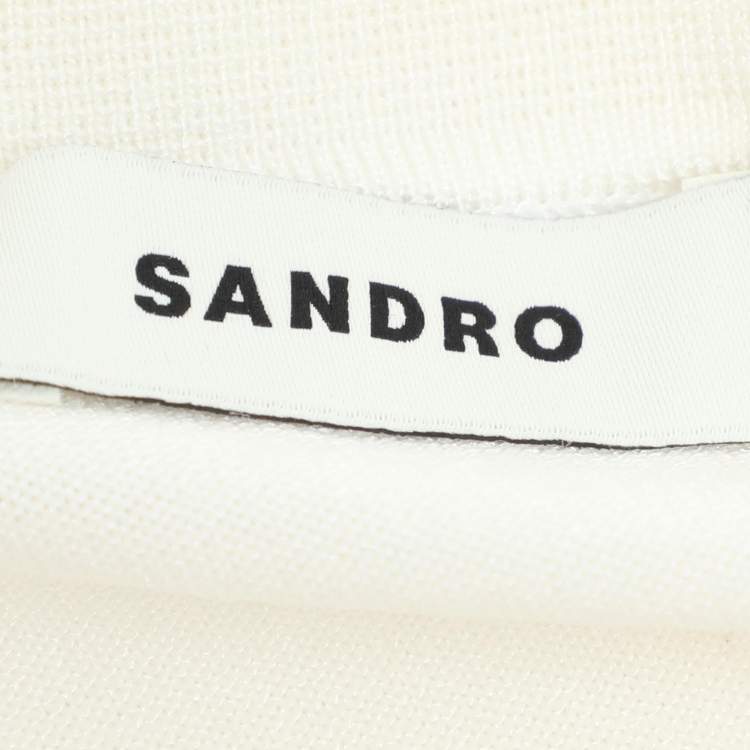 Pre Owned Sandro Off White Stretch Knit Button Front Shirt L