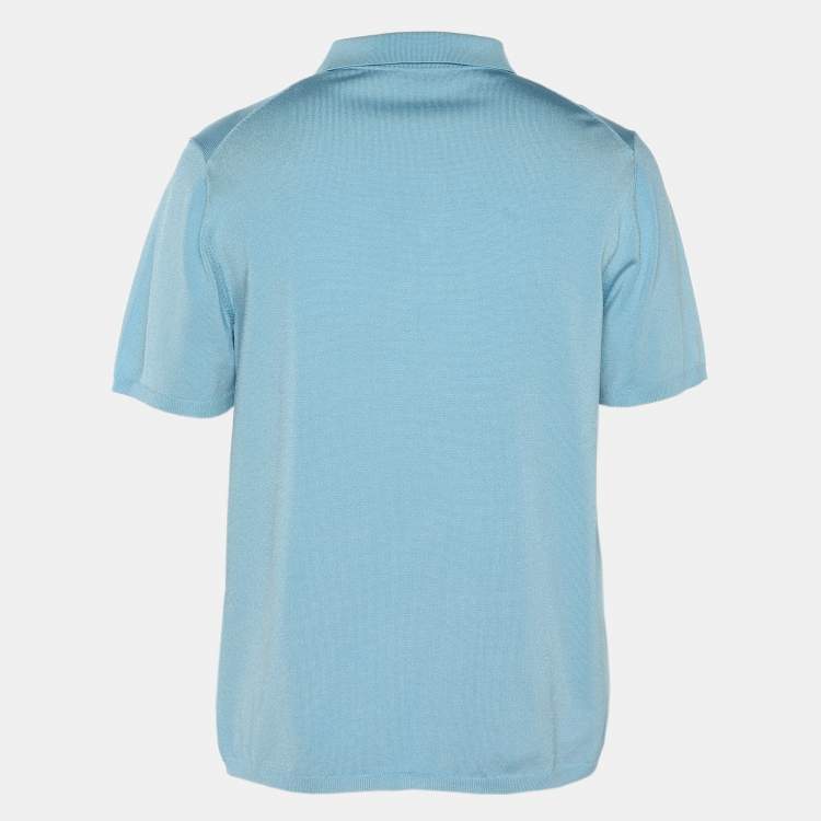 Pre Owned Sandro Blue Stretch Knit Polo T-Shirt M