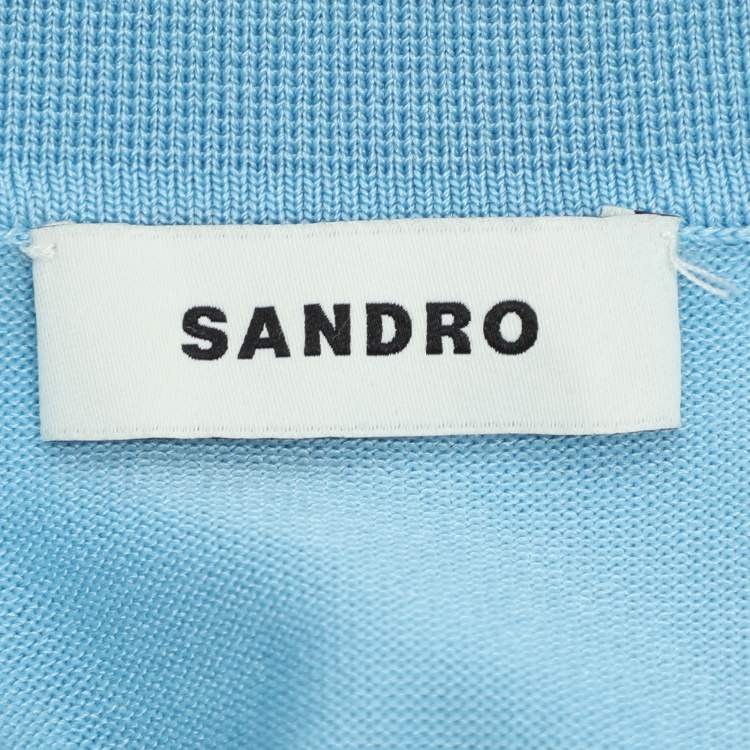 Pre Owned Sandro Blue Stretch Knit Polo T-Shirt M
