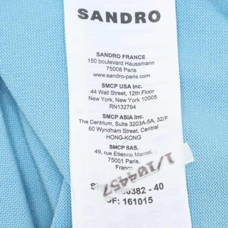 Pre Owned Sandro Blue Stretch Knit Polo T-Shirt M
