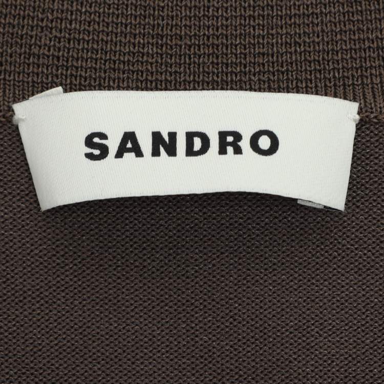 Pre Owned Sandro Grey Stretch Knit Polo T-Shirt M