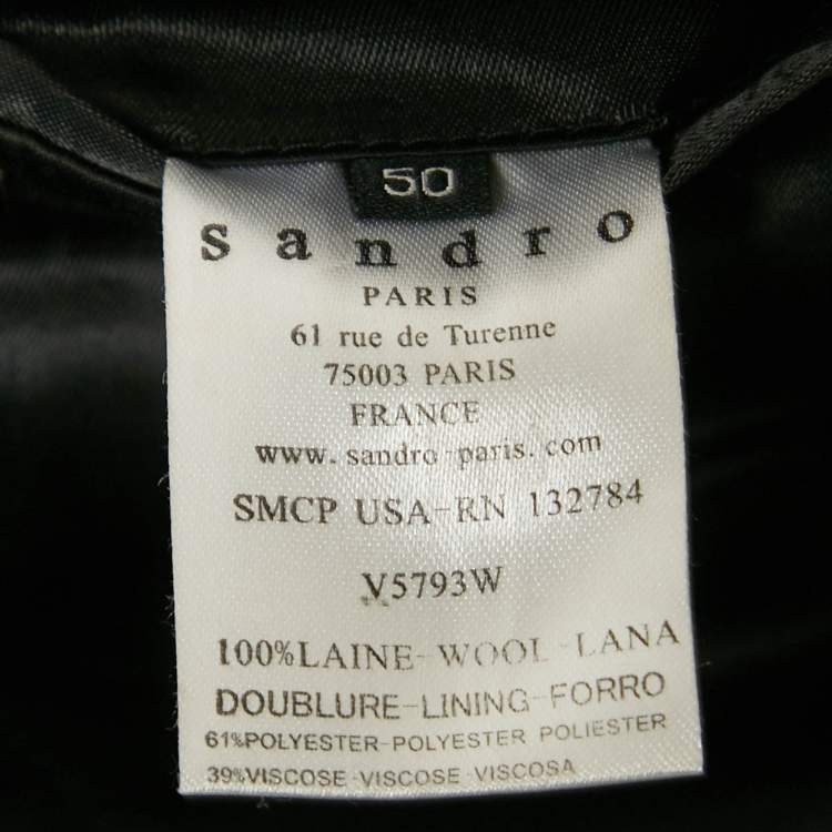 Pre Owned Sandro Navy Blue Wool Tailored Blazer L
