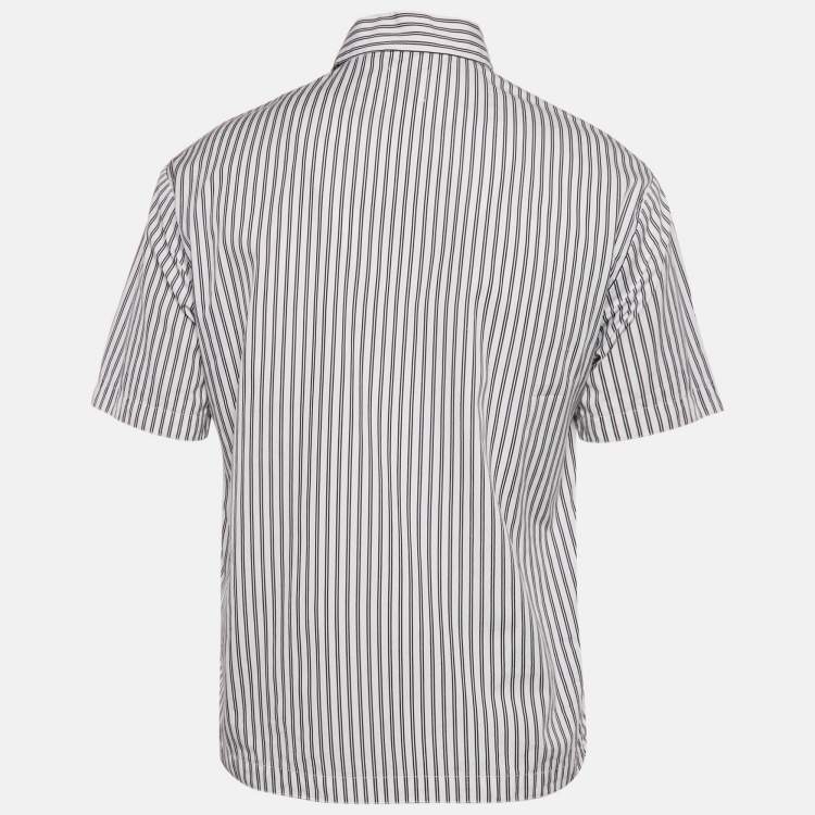 Pre Owned Sandro Blue Stripe Cotton Polo Oversized Shirt XS