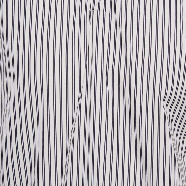 Pre Owned Sandro Blue Stripe Cotton Polo Oversized Shirt XS