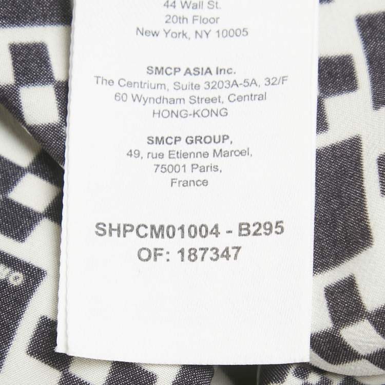 Pre Owned Sandro Black/Beige Printed Crepe Short Sleeve Shirt L