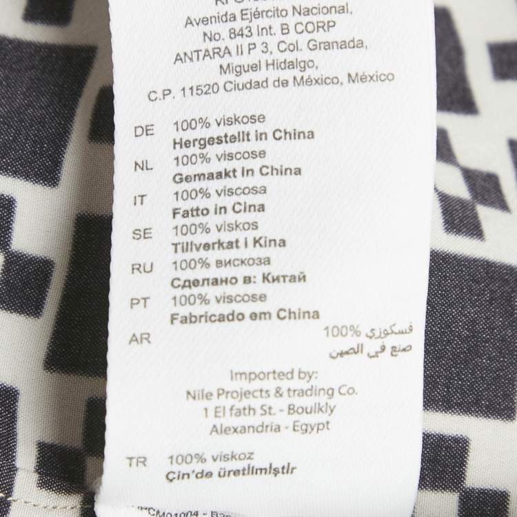 Pre Owned Sandro Black/Beige Printed Crepe Short Sleeve Shirt L