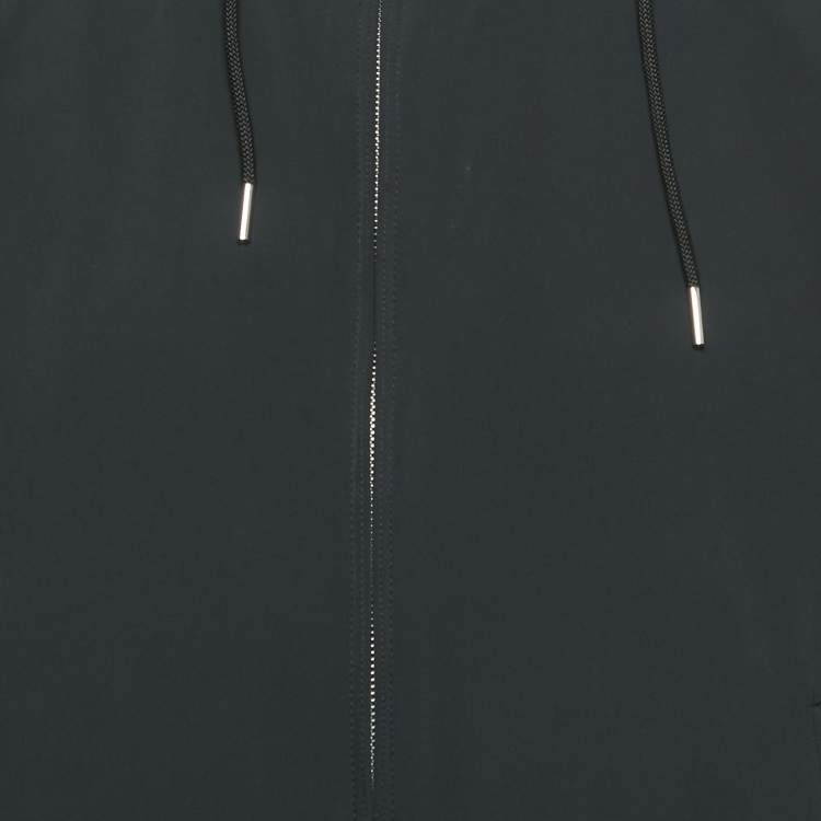 Pre Owned Sandro Navy Blue Twill Technical Fabric Hooded Jacket M