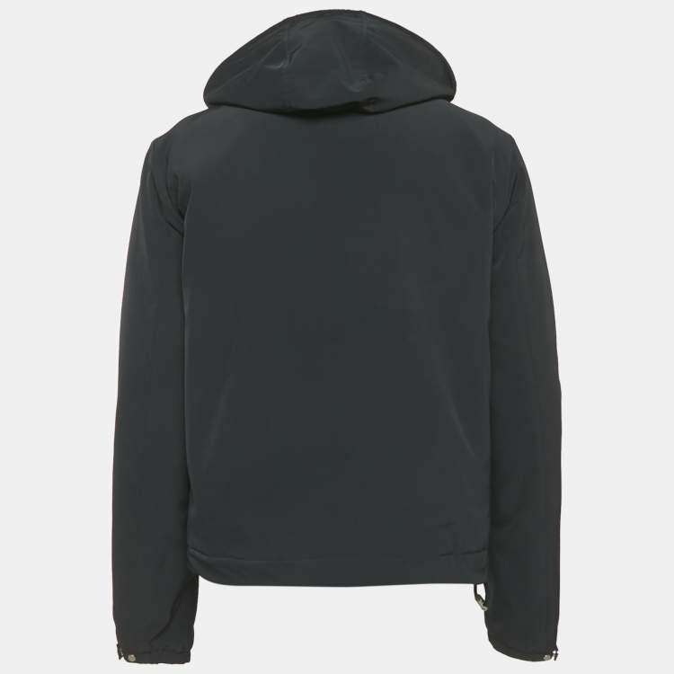 Pre Owned Sandro Navy Blue Twill Technical Fabric Hooded Jacket M