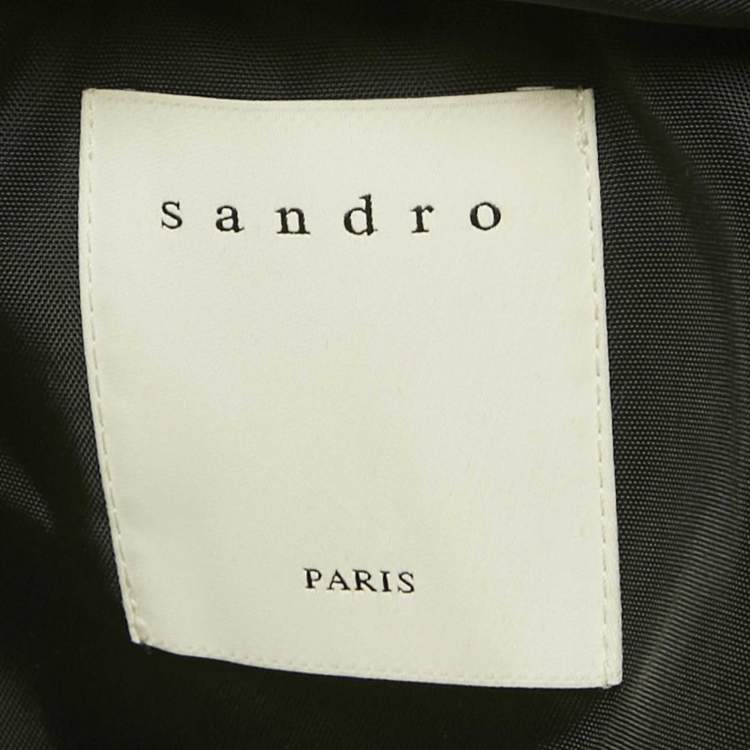 Pre Owned Sandro Navy Blue Twill Technical Fabric Hooded Jacket M