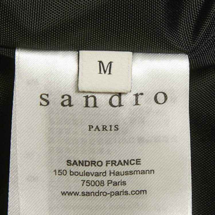 Pre Owned Sandro Navy Blue Twill Technical Fabric Hooded Jacket M