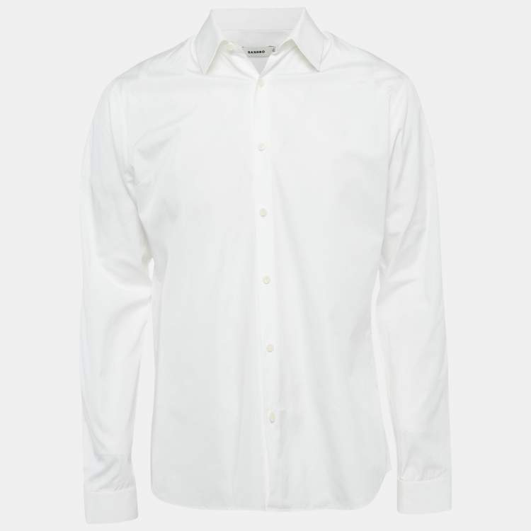 مملوكة مسبقًا Sandro White Cotton Classic Fit Shirt L