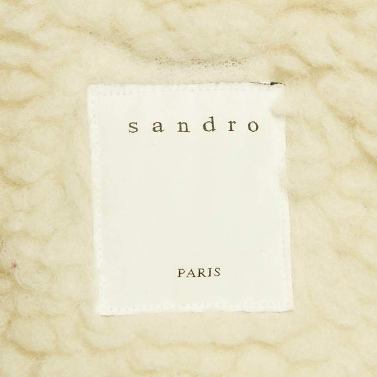 Pre Owned Sandro Brown Shearling and Suede Button Front Jacket M