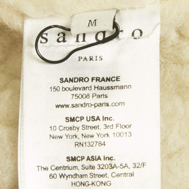 Pre Owned Sandro Brown Shearling and Suede Button Front Jacket M