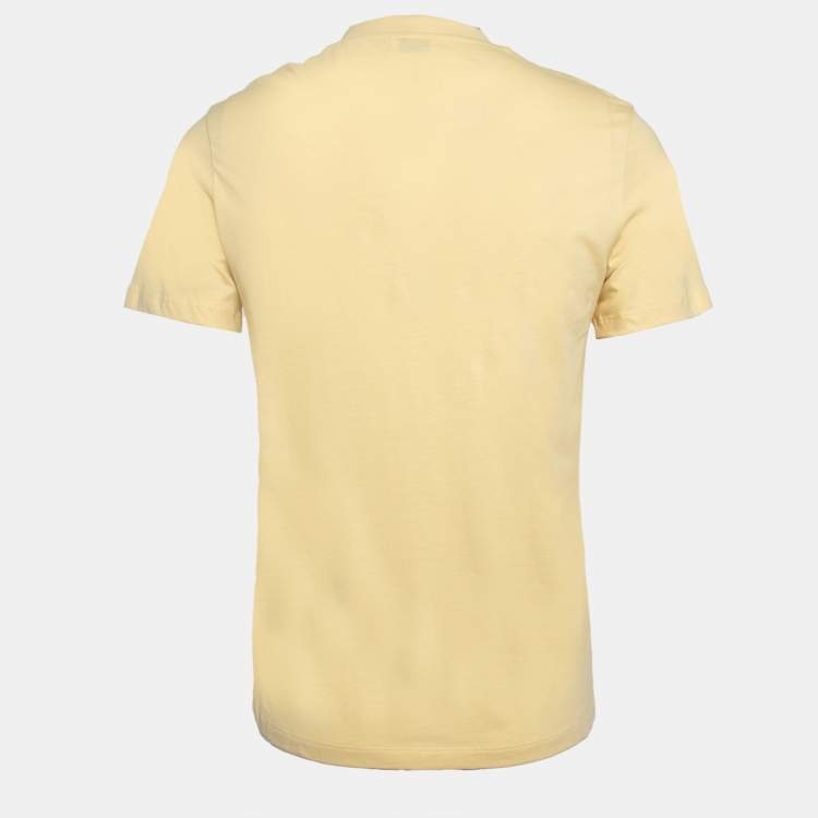 Pre Owned Sandro Yellow Logo Embroidered Cotton Round Neck T-Shirt S