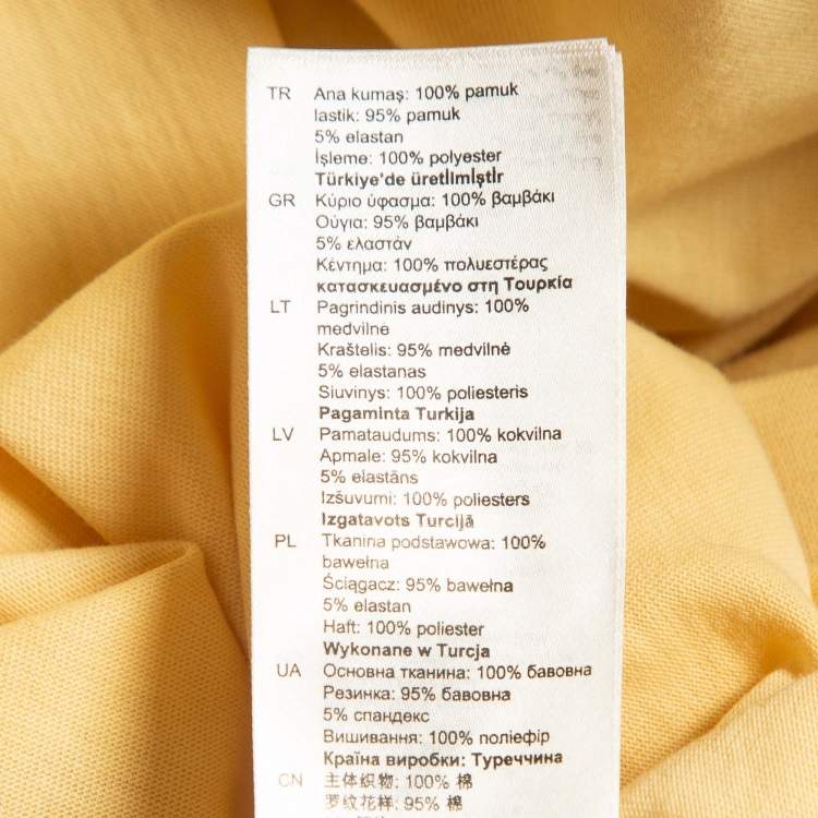 Pre Owned Sandro Yellow Logo Embroidered Cotton Round Neck T-Shirt S