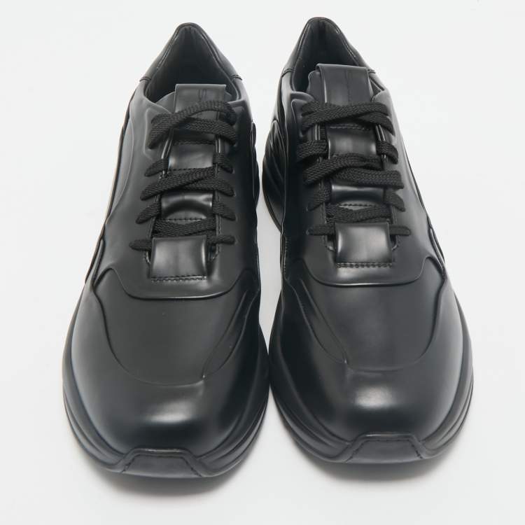 Pre Owned Santoni Black Leather Low Top Sneakers Size 45