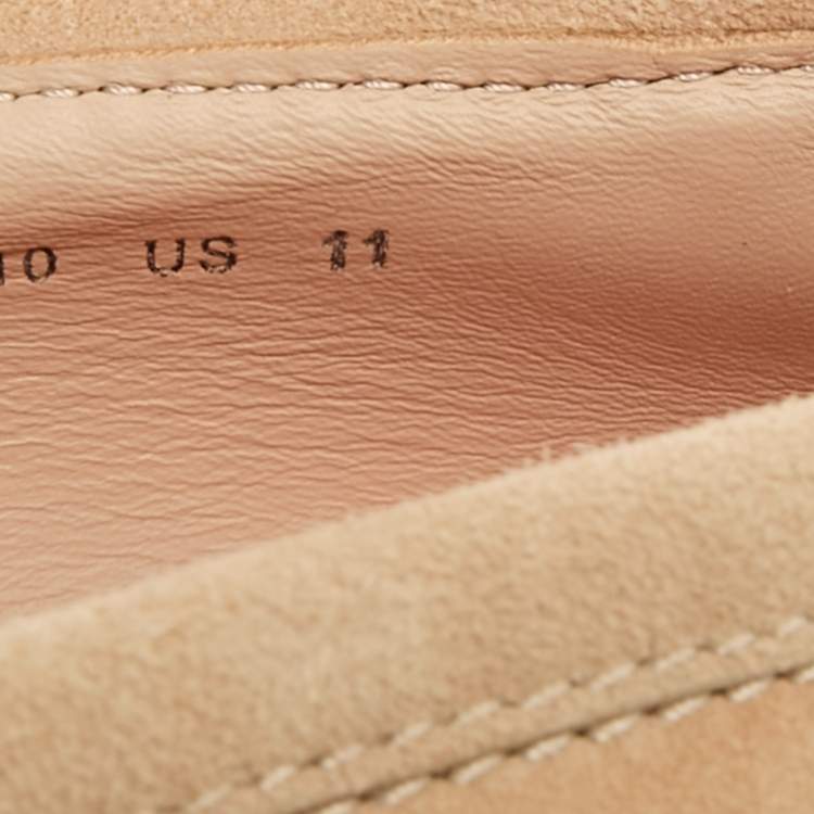 Pre Owned Santoni Beige Suede Slip On Loafers Size 44