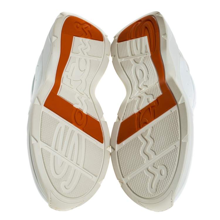 Pre Owned Santoni White Leather Low Top Sneakers Size 42.5
