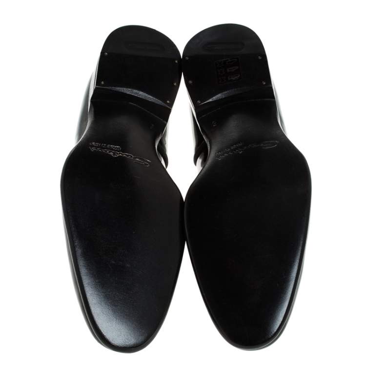 Pre Owned Santoni Black Patent Leather Lace Up Oxfords Size 39