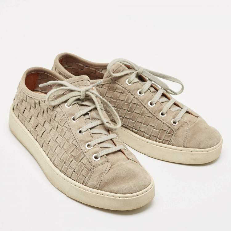 Pre Owned Santoni Grey Suede Low Top Sneakers Size 40