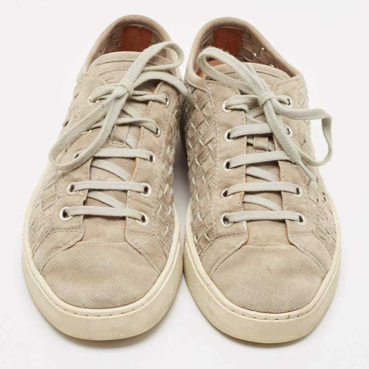 Pre Owned Santoni Grey Suede Low Top Sneakers Size 40